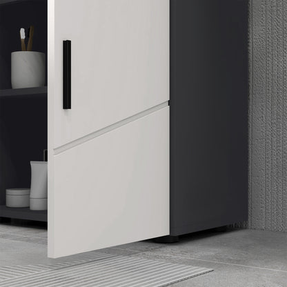 Under Sink Bathroom Cabinet with 2 Doors, Under Sink Wooden Cabinet with Adjustable Shelf, for Sinks with or Without Column, 60x30x60cm, Grey