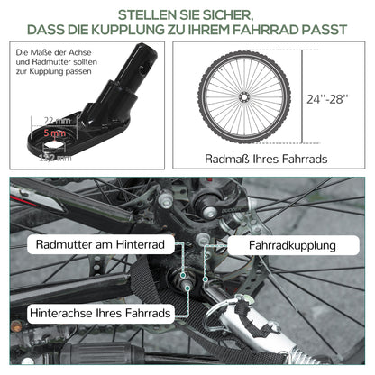 Bike Trailer Cargo Trailer with Brake, Transporter up to 40kg Load Capacity, Transport Trailer Trailer for Bike Handcart 130 x 64 x 64/103cm