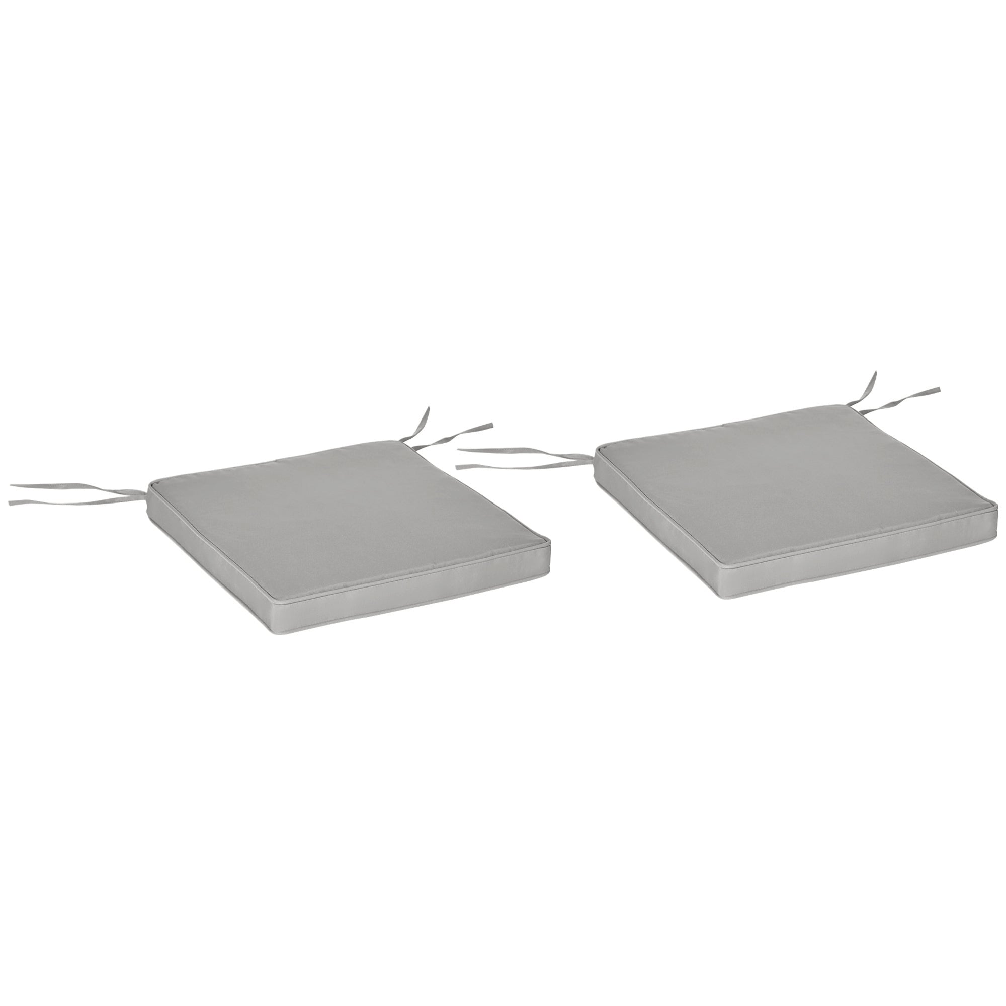 Set of 2 Garden Chair Cushions Seat Cushions Removable Upholstery 5 cm Polyester Fabric dim. 45L x 45W cm Light Grey