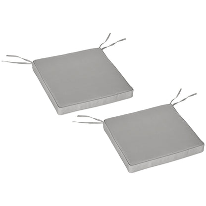 Set of 2 Garden Chair Cushions Seat Cushions Removable Upholstery 5 cm Polyester Fabric dim. 45L x 45W cm Light Grey