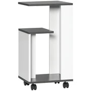 Nightstand Side Table with Wheels Coffee Table in Modern Design Coffee Table with 3 Shelves for Bedroom Living Room Gray White 35 x 29.5 x 65.5 cm