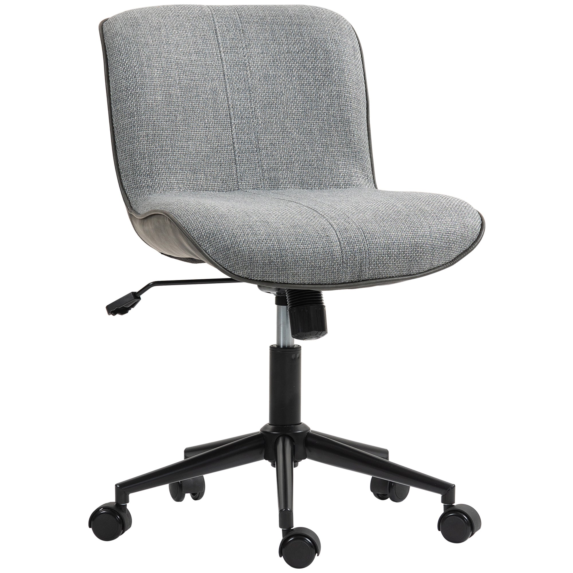 Desk Chair, Height Adjustable Home Office Chair without Armrest, Swivel Office Chair with Tilt Function, Office Chair with Linen Look for Bedroom, Dark Gray