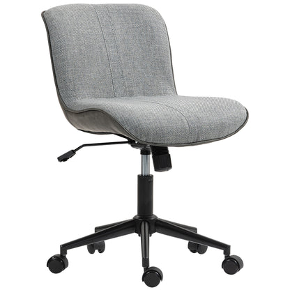 Desk Chair, Height Adjustable Home Office Chair without Armrest, Swivel Office Chair with Tilt Function, Office Chair with Linen Look for Bedroom, Dark Gray