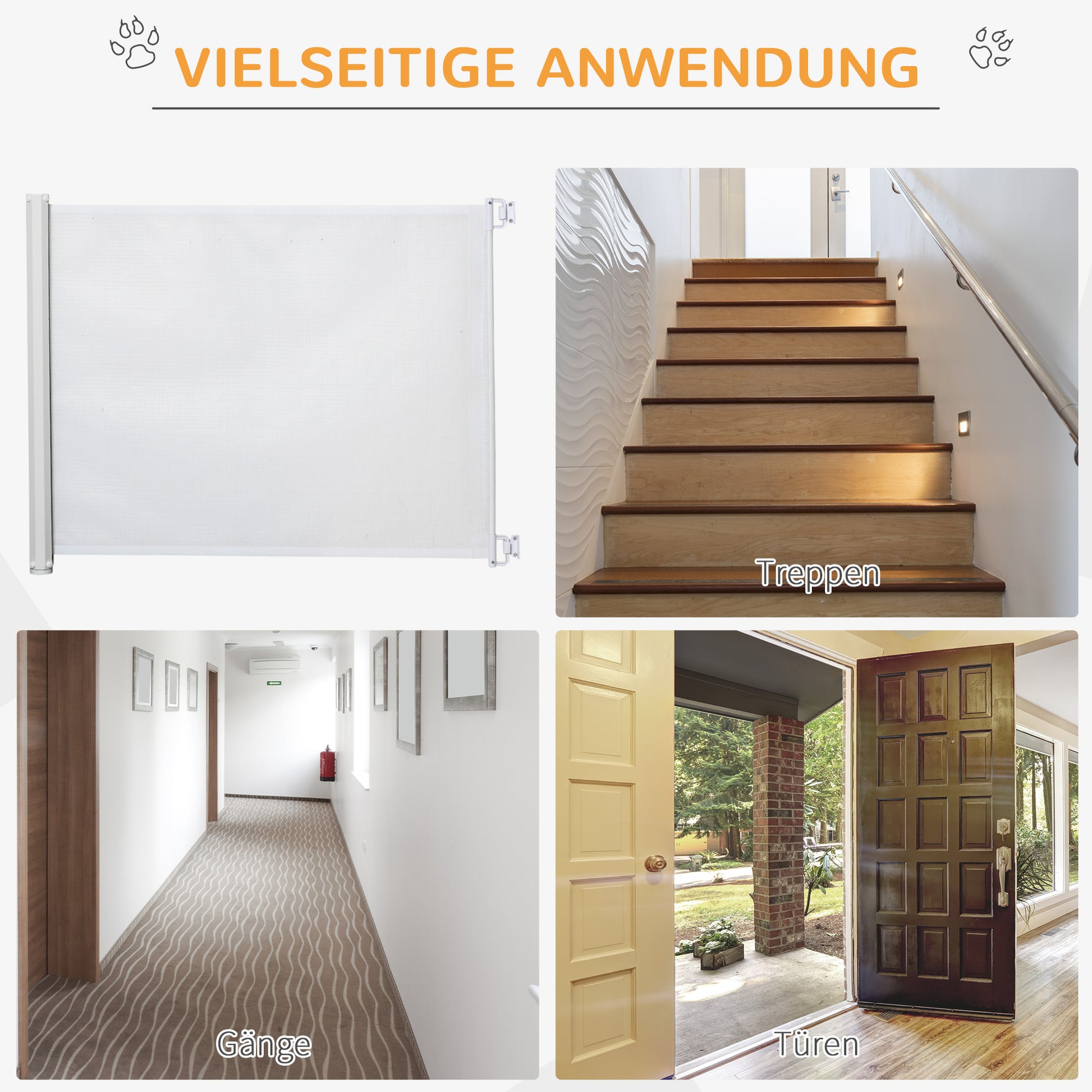 Stair Safety Gate 115 cm Dog Door Safety Gate Stair Guard Safety Partition Partition Door Safety Extendable Stair Safety Roller Shade Roller Retractable Plastic White