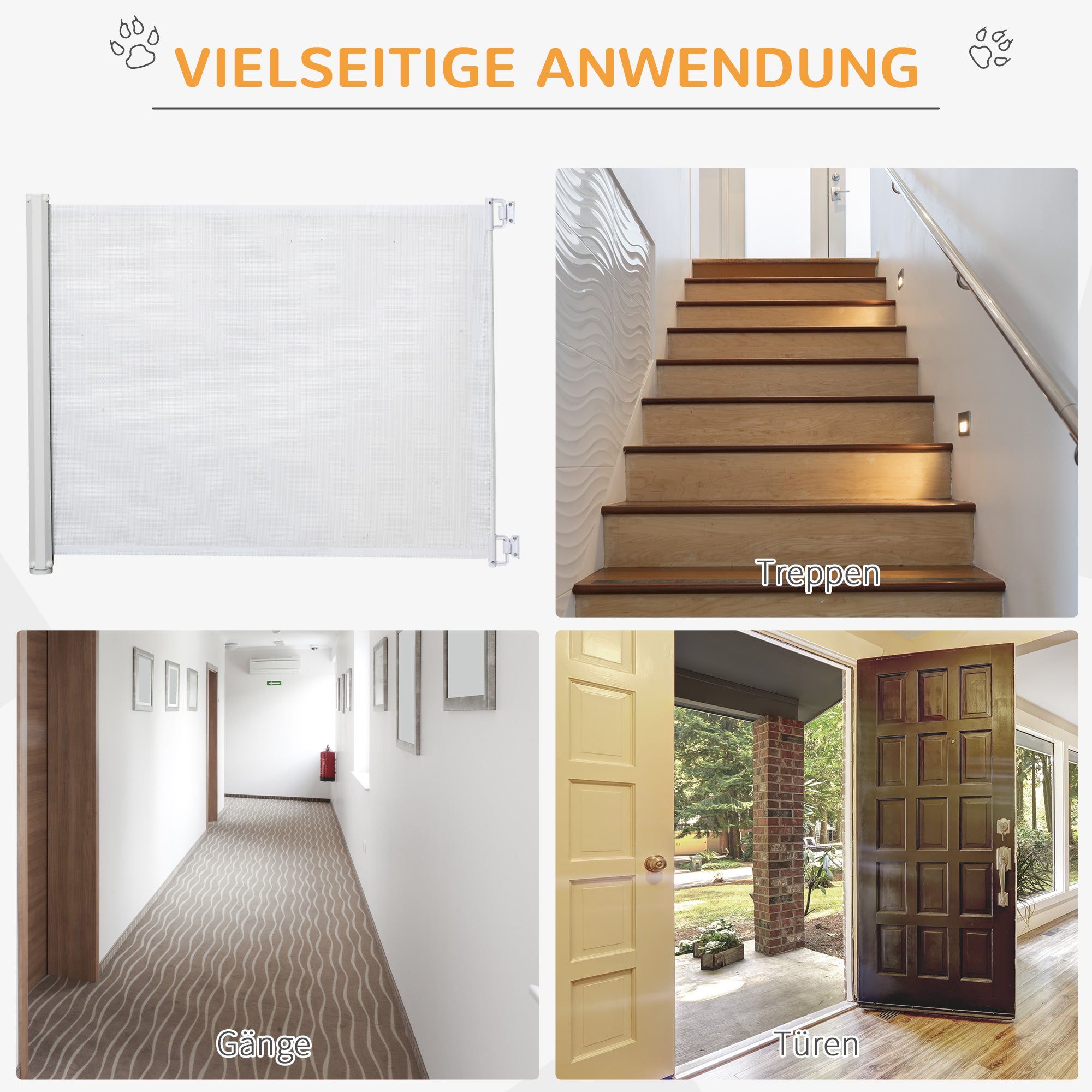 Stair Safety Gate 115 cm Dog Door Safety Gate Stair Guard Safety Partition Partition Door Safety Extendable Stair Safety Roller Shade Roller Retractable Plastic White