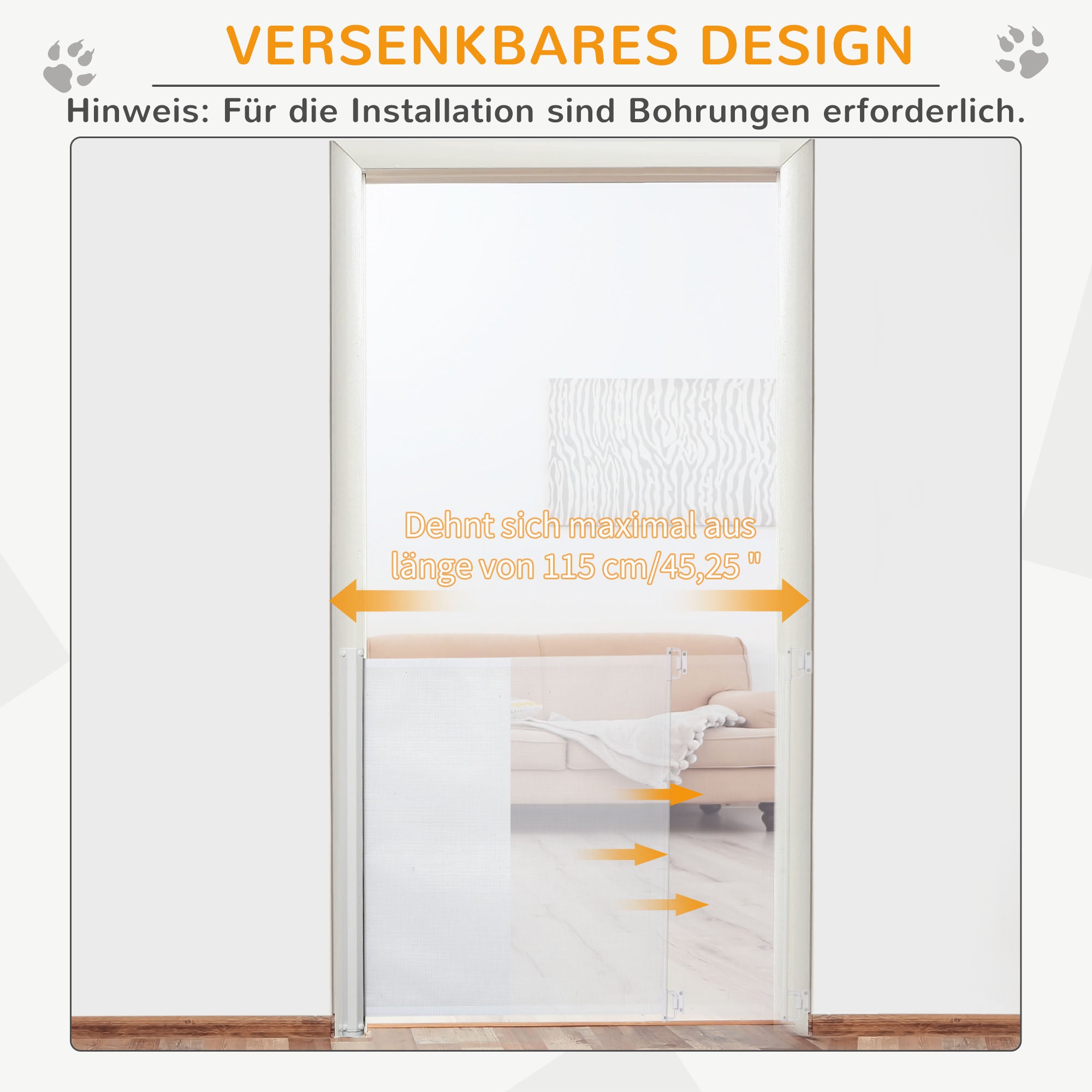 Stair Safety Gate 115 cm Dog Door Safety Gate Stair Guard Safety Partition Partition Door Safety Extendable Stair Safety Roller Shade Roller Retractable Plastic White