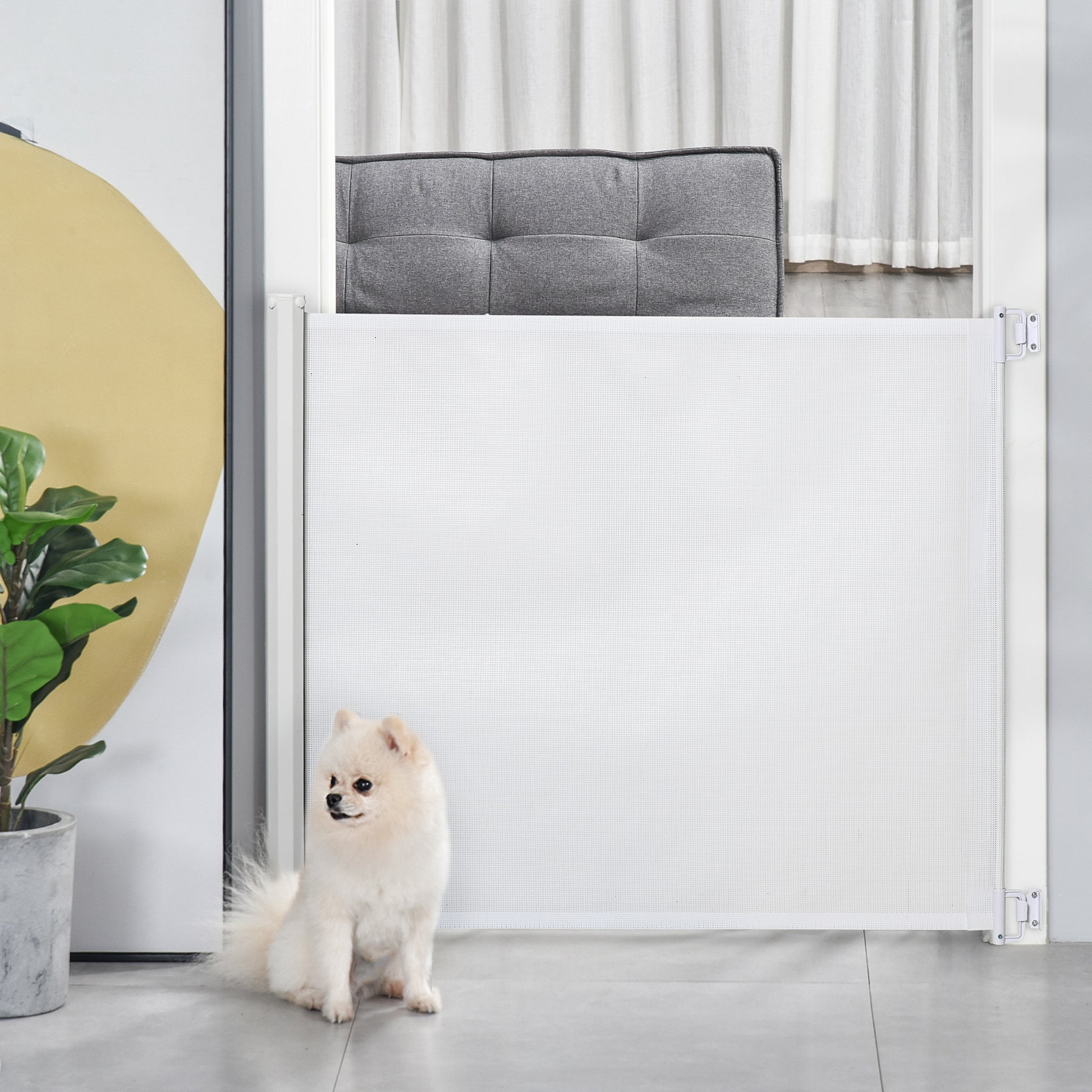 Stair Safety Gate 115 cm Dog Door Safety Gate Stair Guard Safety Partition Partition Door Safety Extendable Stair Safety Roller Shade Roller Retractable Plastic White