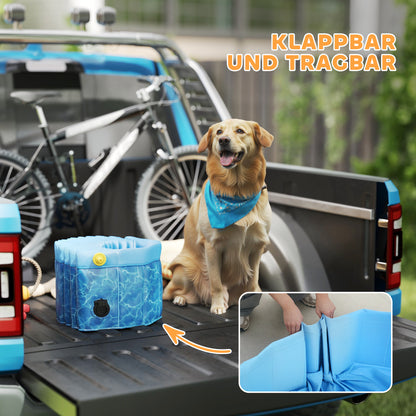 Foldable Dog Pool with Fountain and Water Cushion Design Ø160 x 30 cm Non-Slip Dog Bathtub Swimming Pool for Dogs and Cats