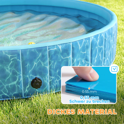 Foldable Dog Pool with Fountain and Water Cushion Design Ø160 x 30 cm Non-Slip Dog Bathtub Swimming Pool for Dogs and Cats