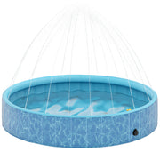 Foldable Dog Pool with Fountain and Water Cushion Design Ø160 x 30 cm Non-Slip Dog Bathtub Swimming Pool for Dogs and Cats