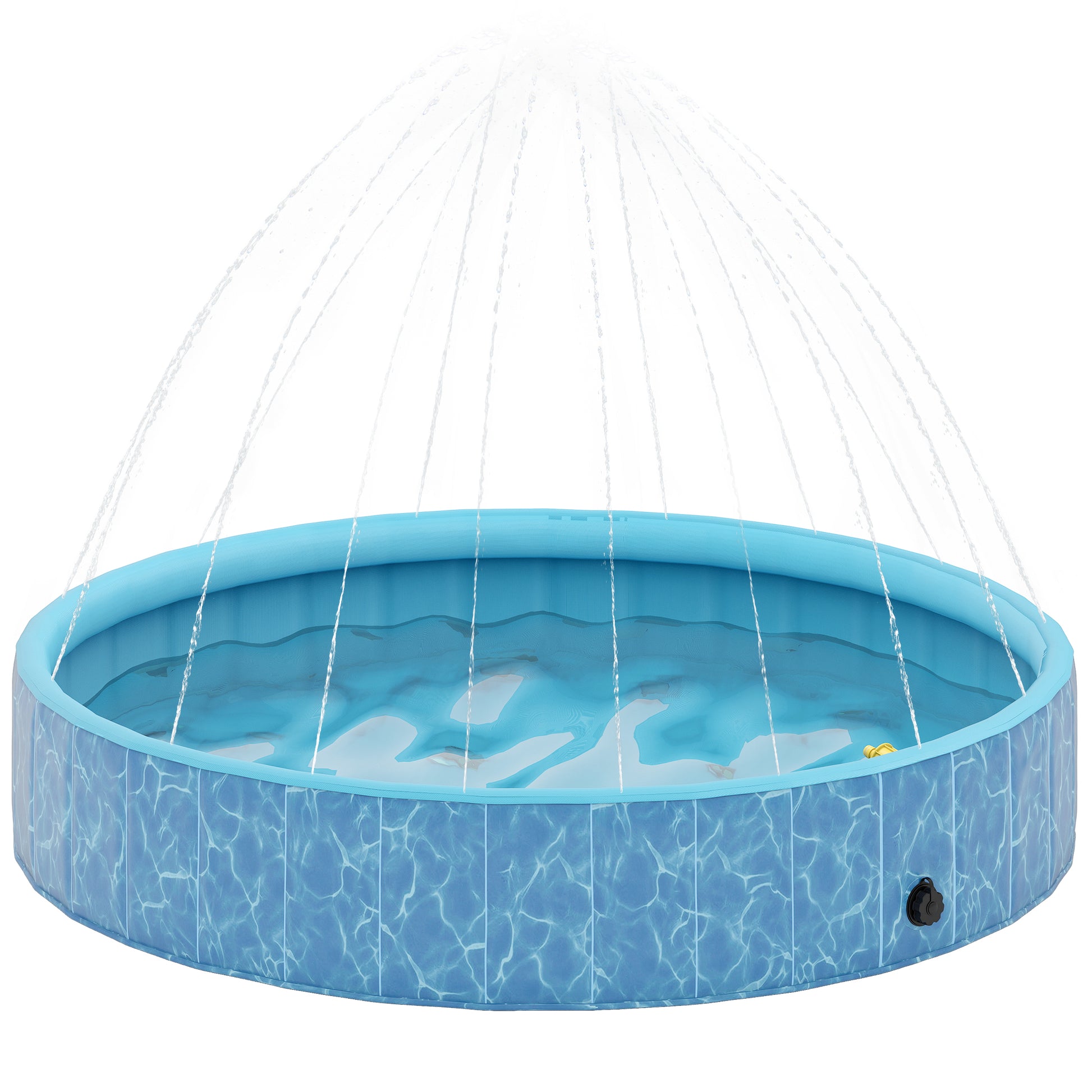 Foldable Dog Pool with Fountain and Water Cushion Design Ø160 x 30 cm Non-Slip Dog Bathtub Swimming Pool for Dogs and Cats