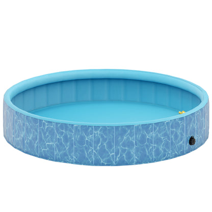 Foldable Dog Pool with Fountain and Water Cushion Design Ø160 x 30 cm Non-Slip Dog Bathtub Swimming Pool for Dogs and Cats