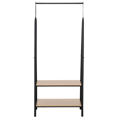 Coat Rack Garment Rack Clothes Rail with Shoe Shelf Laundry Rack Metal + Wood Black + Natural 64 x 42.5 x 149 cm