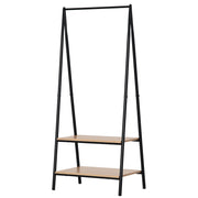 Coat Rack Garment Rack Clothes Rail with Shoe Shelf Laundry Rack Metal + Wood Black + Natural 64 x 42.5 x 149 cm