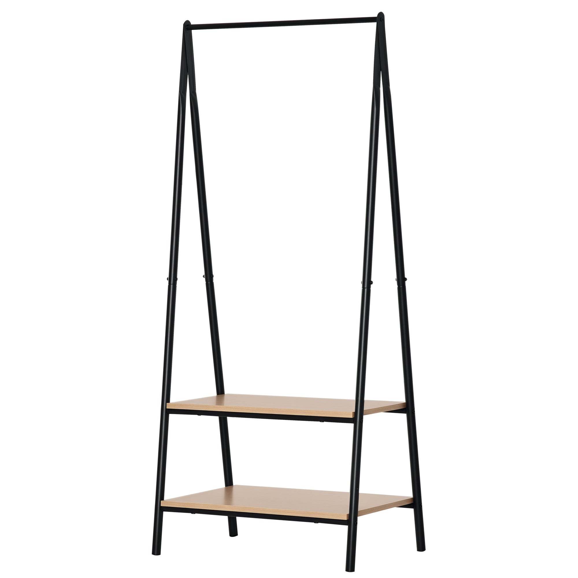 Coat Rack Garment Rack Clothes Rail with Shoe Shelf Laundry Rack Metal + Wood Black + Natural 64 x 42.5 x 149 cm