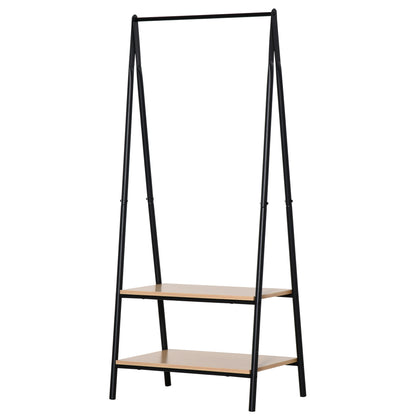 Coat Rack Garment Rack Clothes Rail with Shoe Shelf Laundry Rack Metal + Wood Black + Natural 64 x 42.5 x 149 cm