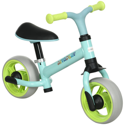 Balance Bike for Children 18-48 Months Adjustable Height Seat Load 25 kg 66.5x34x47 cm Green and Turquoise