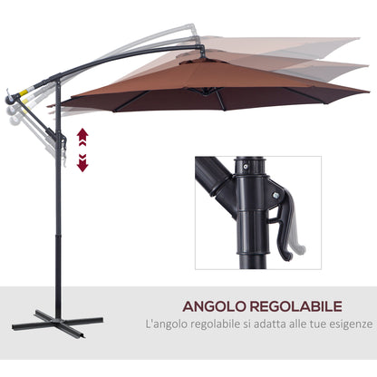 3x2.5 m Garden Cantilever Umbrella with Crank, Steel and Polyester, Brown
