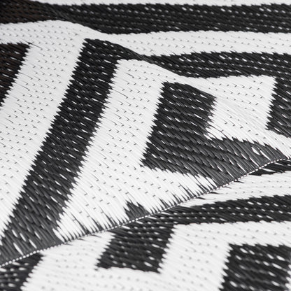 Outdoor Rug, Plastic Rug with Reversible Design, Water-Resistant Balcony Rug, for Patio, Camping, Black+White, 152 x 243 cm