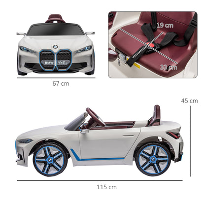 Kids Electric Car, Ride-On Car with Remote Control, Portable Battery, BMW Toy Car with Headlights, MP3 Player, Safety Belt, 3-5 km/h, for Kids 3-5 Years, White