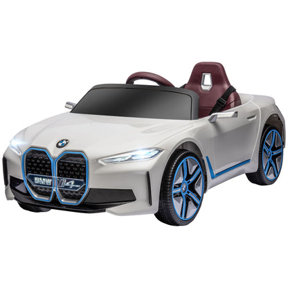 Kids Electric Car, Ride-On Car with Remote Control, Portable Battery, BMW Toy Car with Headlights, MP3 Player, Safety Belt, 3-5 km/h, for Kids 3-5 Years, White