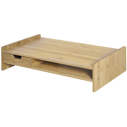 Bamboo Monitor Stand Riser Desk Organizer for Computer Laptop Screens 49x25.5x11.5 cm