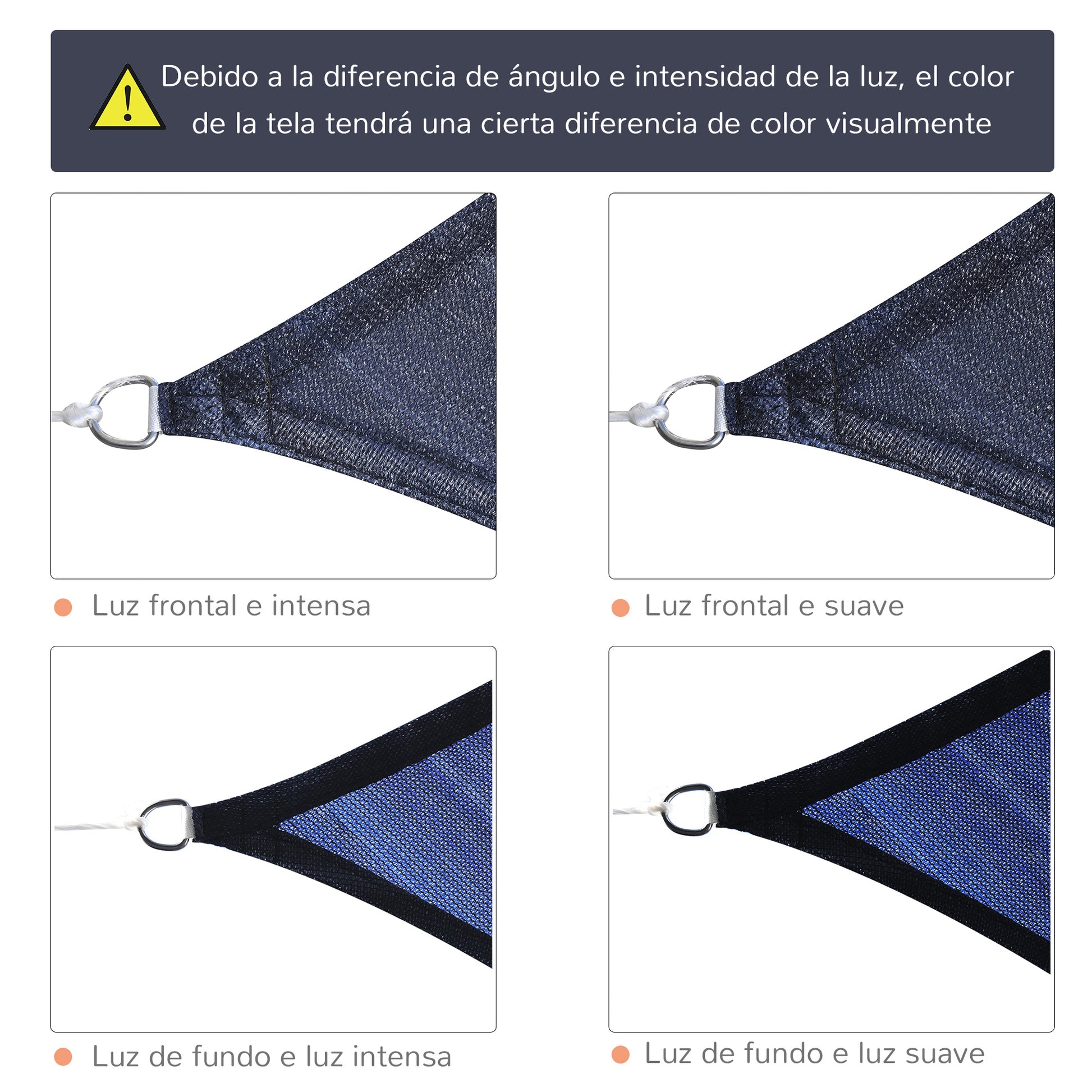 Rectangular Shade Sail 4x6 m Patio Shade with Anti-UV Stainless Steel Ring and Nylon Ropes for Garden Patio Blue