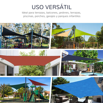 Rectangular Shade Sail 4x6 m Patio Shade with Anti-UV Stainless Steel Ring and Nylon Ropes for Garden Patio Blue