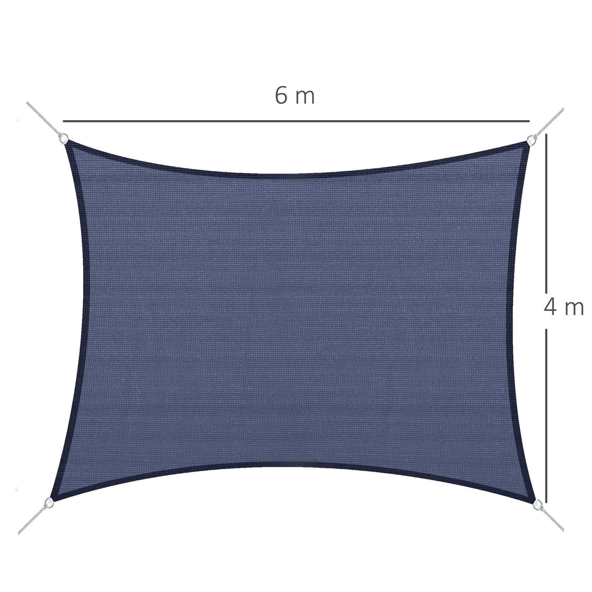 Rectangular Shade Sail 4x6 m Patio Shade with Anti-UV Stainless Steel Ring and Nylon Ropes for Garden Patio Blue