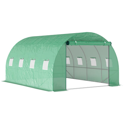 Greenhouse 300x400x200cm Foil Greenhouse Tomato House with Door, 8 Windows, Galvanized Steel Foil Tunnel, 170g/m² PE, Stable Plant Tunnel, Greenhouse incl. Ground Anchors & Ropes, Green