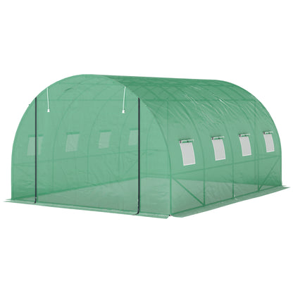 Greenhouse 300x400x200cm Foil Greenhouse Tomato House with Door, 8 Windows, Galvanized Steel Foil Tunnel, 170g/m² PE, Stable Plant Tunnel, Greenhouse incl. Ground Anchors & Ropes, Green