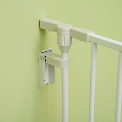 Foldable Dog Barrier 300x74.5 cm Pet Fence with Automatic Lock Safety Gate for Stairs Hallway White