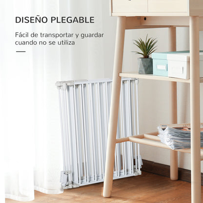 Foldable Dog Barrier 300x74.5 cm Pet Fence with Automatic Lock Safety Gate for Stairs Hallway White