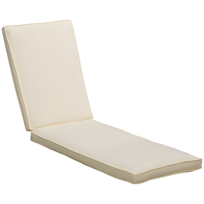 Sun Lounger Cushion with Removable Polyester Cover, 188x53x8cm, Cream White