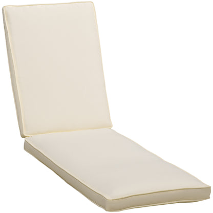 Sun Lounger Cushion with Removable Polyester Cover, 188x53x8cm, Cream White