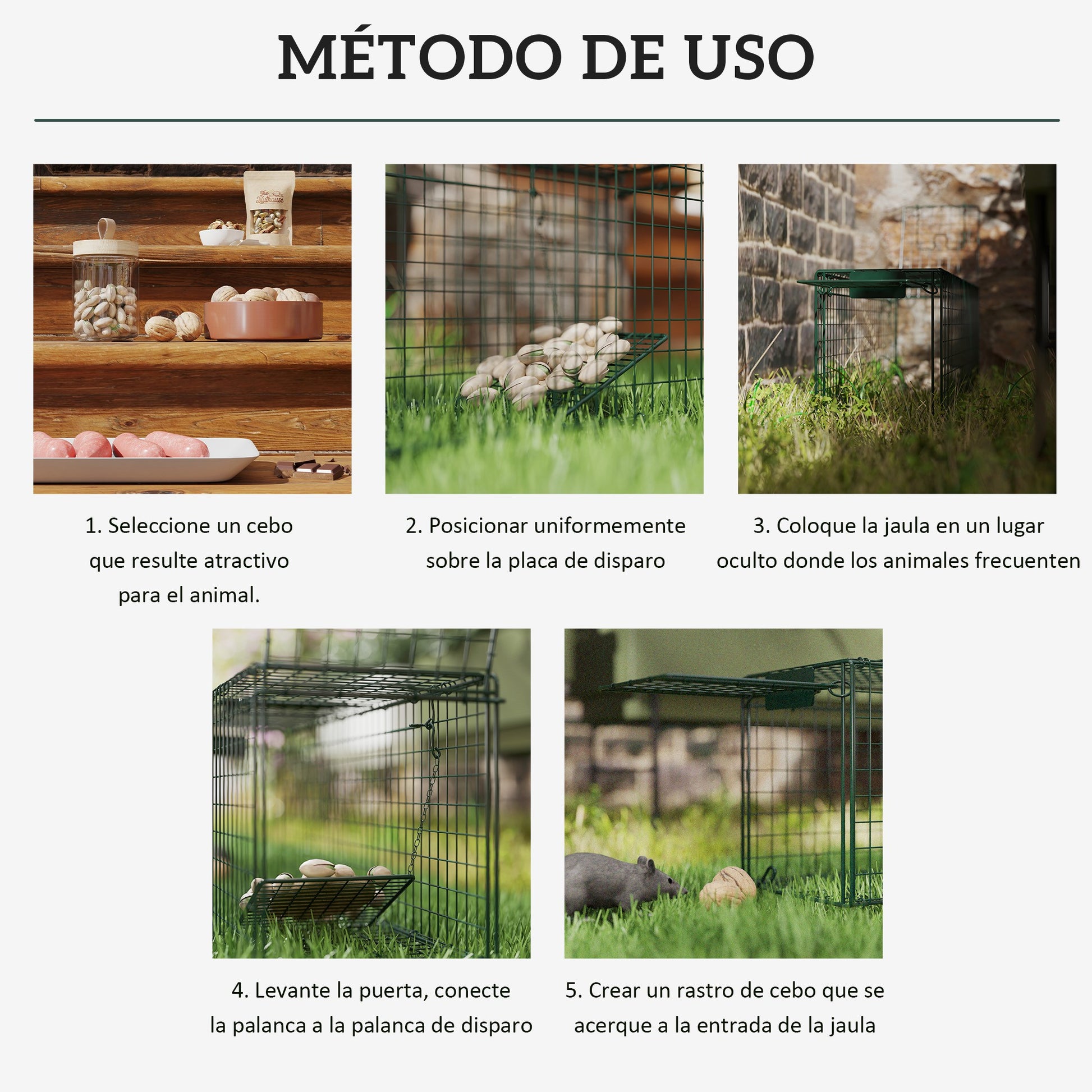 Live Animal Trap 100x24x30 cm Rat Trap with 2 Doors and Steel Frame for Indoor and Outdoor Green