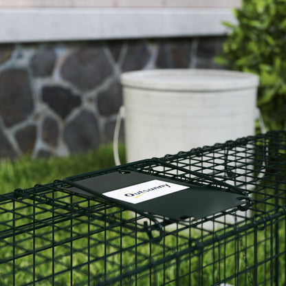 Live Animal Trap 100x24x30 cm Rat Trap with 2 Doors and Steel Frame for Indoor and Outdoor Green