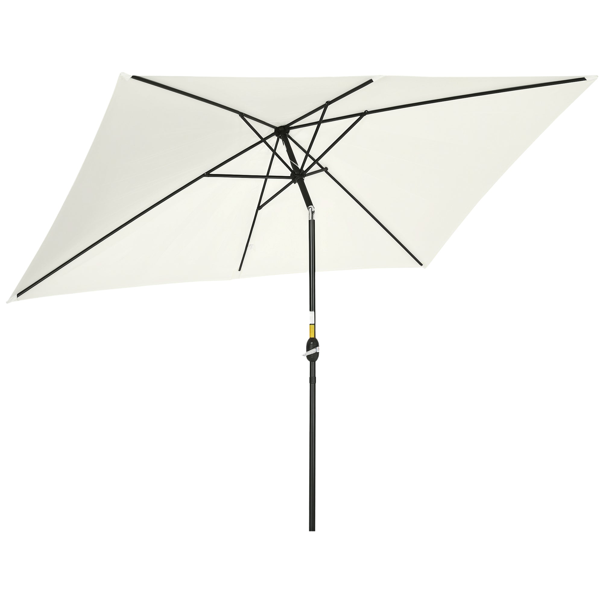 Aluminum Umbrella 200x300x253 cm Rectangular Garden Parasol with Crank and Removable Anti-UV Post for Terrace Pool Patio Outdoor Cream