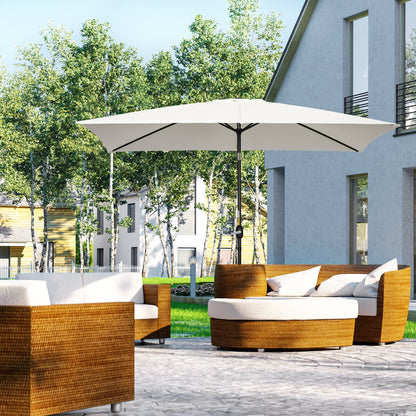 Aluminum Umbrella 200x300x253 cm Rectangular Garden Parasol with Crank and Removable Anti-UV Post for Terrace Pool Patio Outdoor Cream