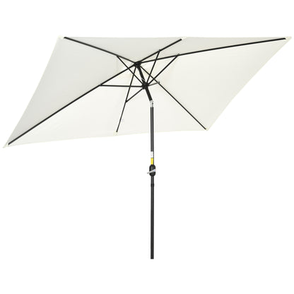 Aluminum Umbrella 200x300x253 cm Rectangular Garden Parasol with Crank and Removable Anti-UV Post for Terrace Pool Patio Outdoor Cream