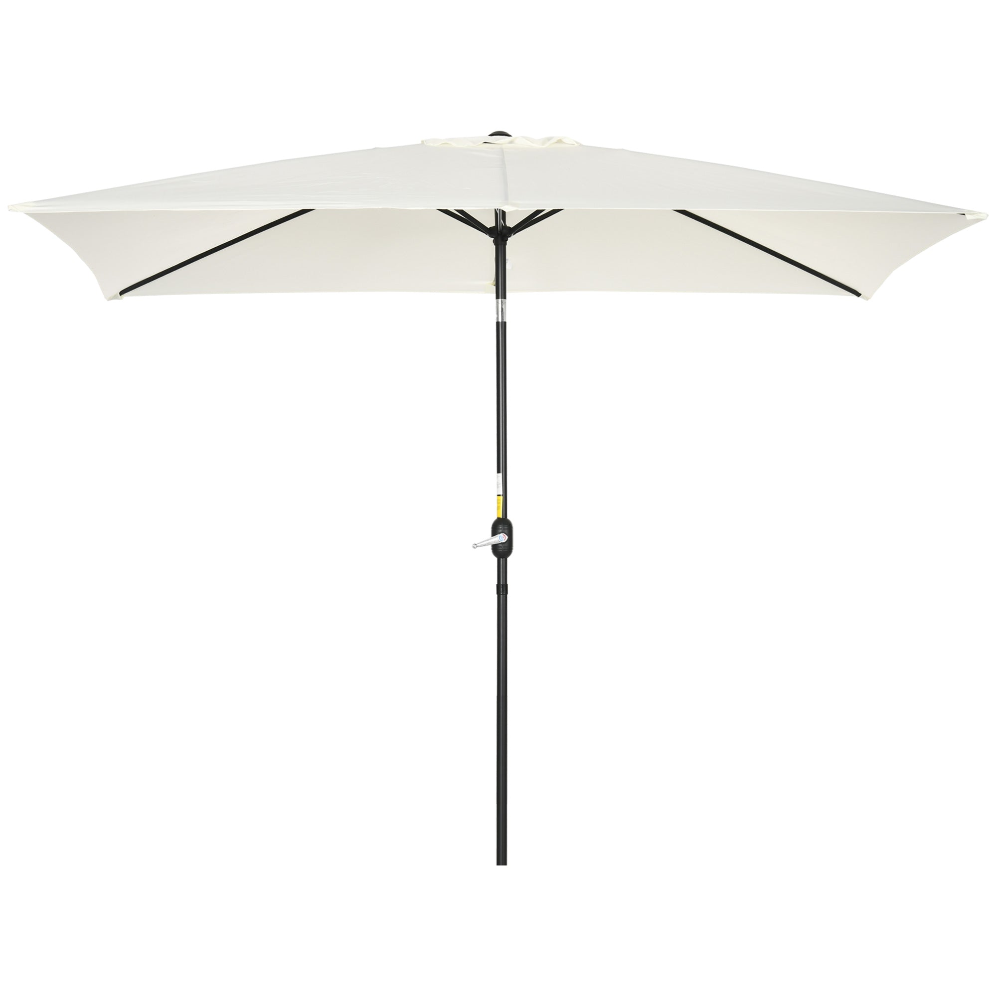 Aluminum Umbrella 200x300x253 cm Rectangular Garden Parasol with Crank and Removable Anti-UV Post for Terrace Pool Patio Outdoor Cream