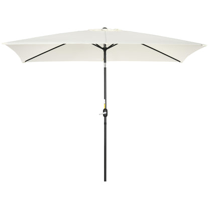 Aluminum Umbrella 200x300x253 cm Rectangular Garden Parasol with Crank and Removable Anti-UV Post for Terrace Pool Patio Outdoor Cream