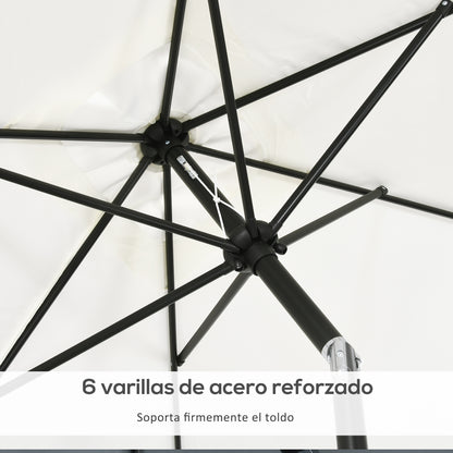 Aluminum Umbrella 200x300x253 cm Rectangular Garden Parasol with Crank and Removable Anti-UV Post for Terrace Pool Patio Outdoor Cream