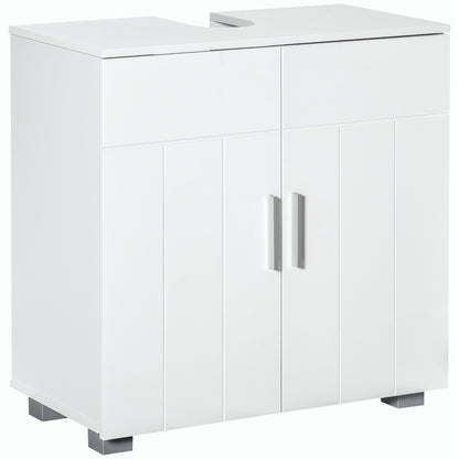 Under Sink Cabinet Bathroom Floor Cabinet with 2 Doors and Adjustable Interior Shelf Modern 60x30x60 cm White