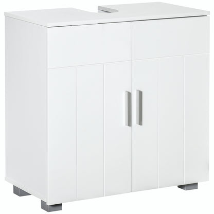 Under Sink Cabinet Bathroom Floor Cabinet with 2 Doors and Adjustable Interior Shelf Modern 60x30x60 cm White