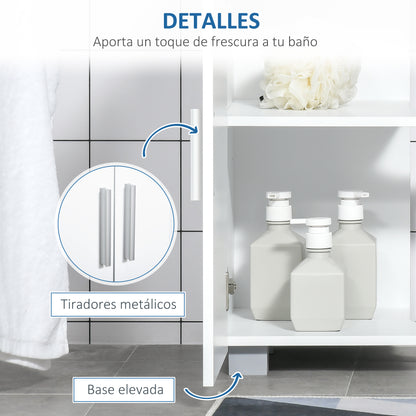 Under Sink Cabinet Bathroom Floor Cabinet with 2 Doors and Adjustable Interior Shelf Modern 60x30x60 cm White