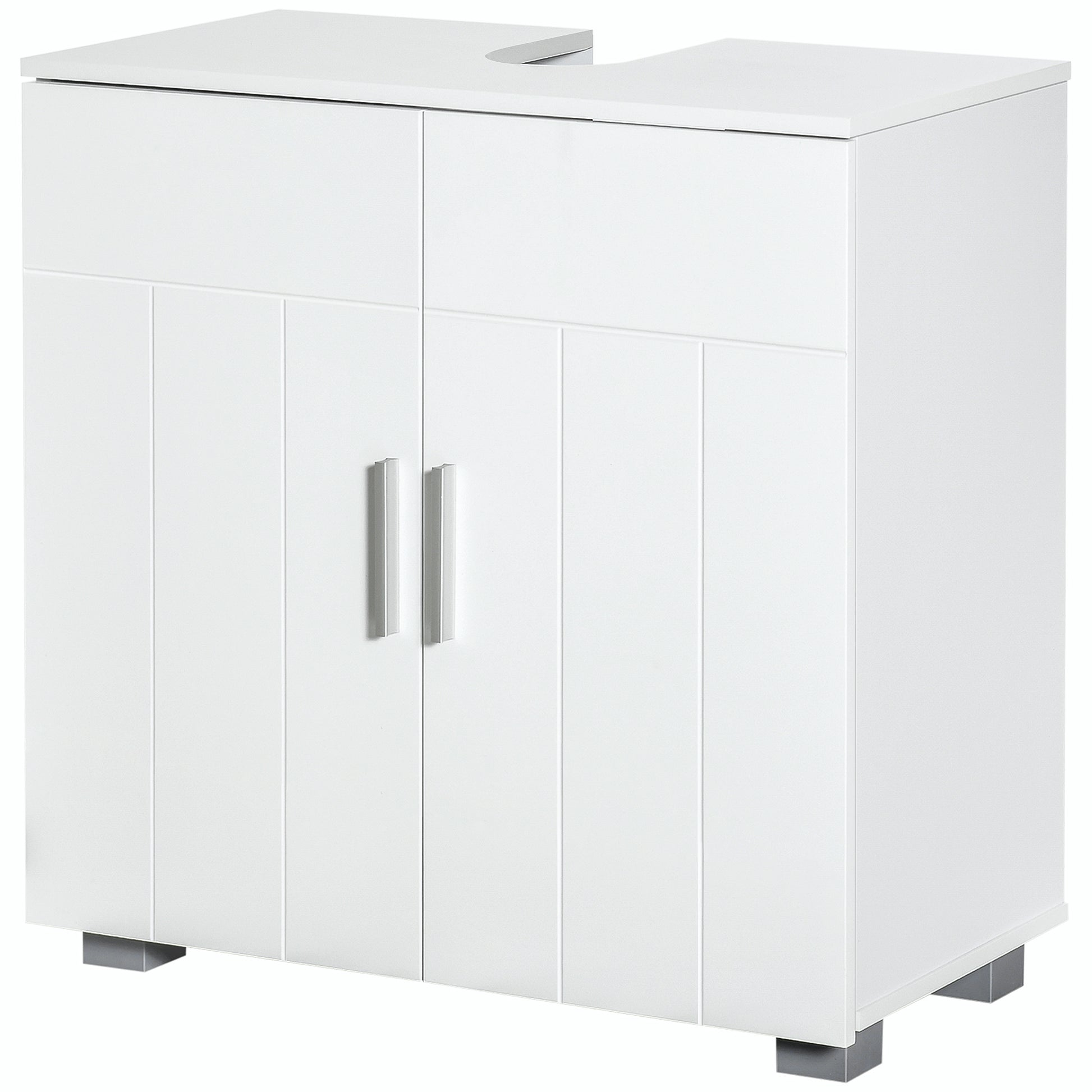 Under Sink Cabinet Bathroom Floor Cabinet with 2 Doors and Adjustable Interior Shelf Modern 60x30x60 cm White