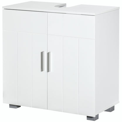 Under Sink Cabinet Bathroom Floor Cabinet with 2 Doors and Adjustable Interior Shelf Modern 60x30x60 cm White