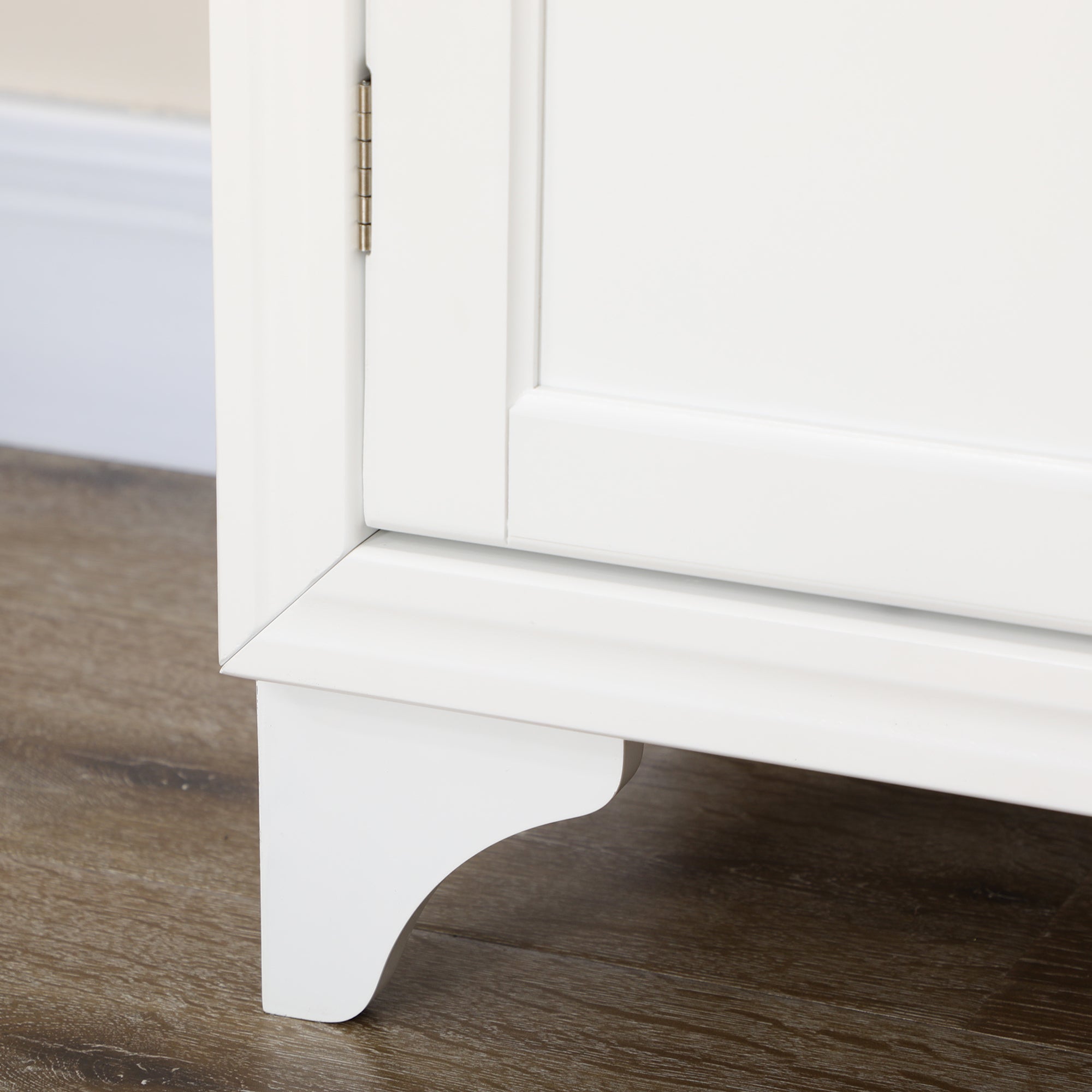 High Kitchen Cabinet 4 Doors 2 Cupboards and 1 Central Drawer Height 170 cm with Adjustable Shelf - White