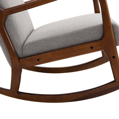 Upholstered Rocking Chair, Vintage Design in Wood and Gray Polyester, for Indoor, Office, Living Room, 64x86x80cm